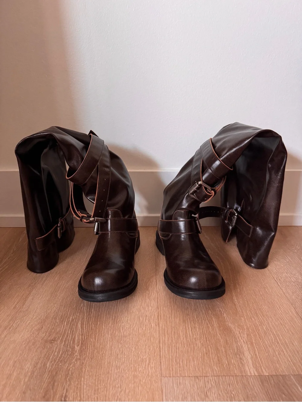 Over-the-Knee Riding Boots in Dark Brown